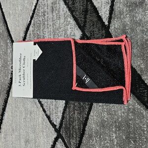 3-PACK MICROFIBER SCRUBBER CLOTHS BLACK & PINK